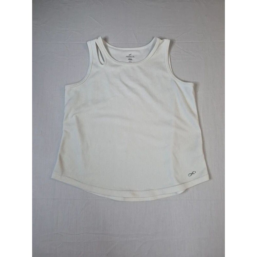 Freely Raceback Tank Top Womens Size Large White Ribbed Lightweight